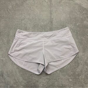 lululemon Speed Up Short Size 8 Low rise shorts Pockets Swift Silver Lilac 2.5”